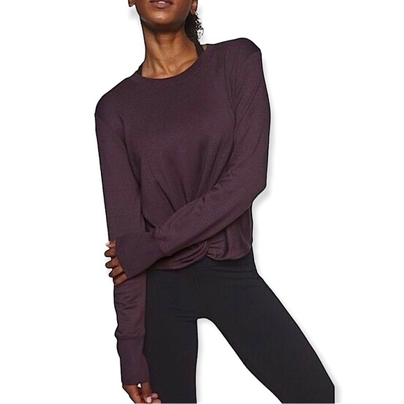 Athleta Tops - ATHLETA Twist Front Coaster Cropped Sweatshirt Plum Burgundy Size XS